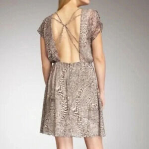 Alice + Olivia Kimber 100% Silk Open Back Animal Print Mini Dress XS